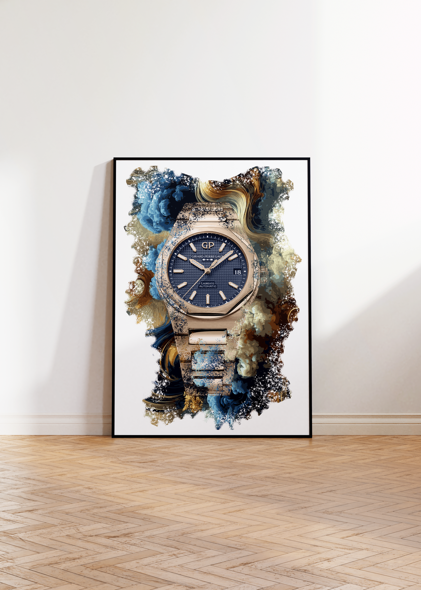 Laureato Pink Gold Ultramarine Blue Ref. 81010-52-436-52A Watch Art Print Poster