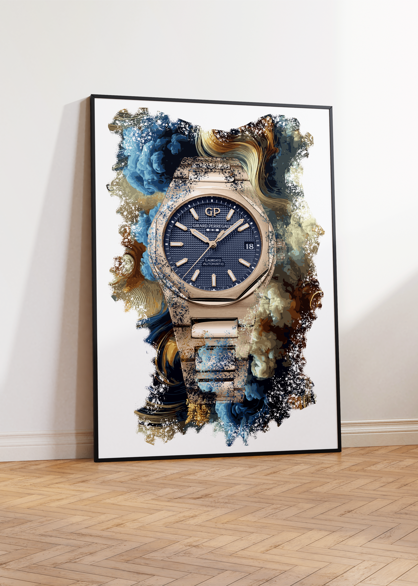 Laureato Pink Gold Ultramarine Blue Ref. 81010-52-436-52A Watch Art Print Poster
