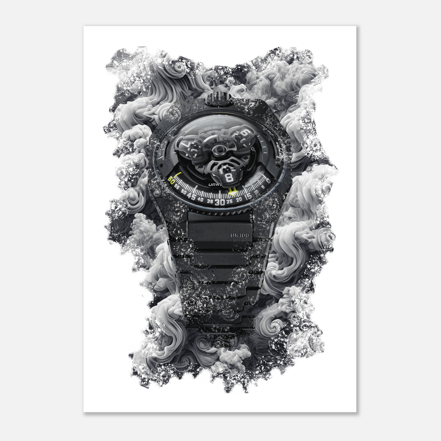UR-100V Full Black Titanium Jacket Watch Art Print Poster