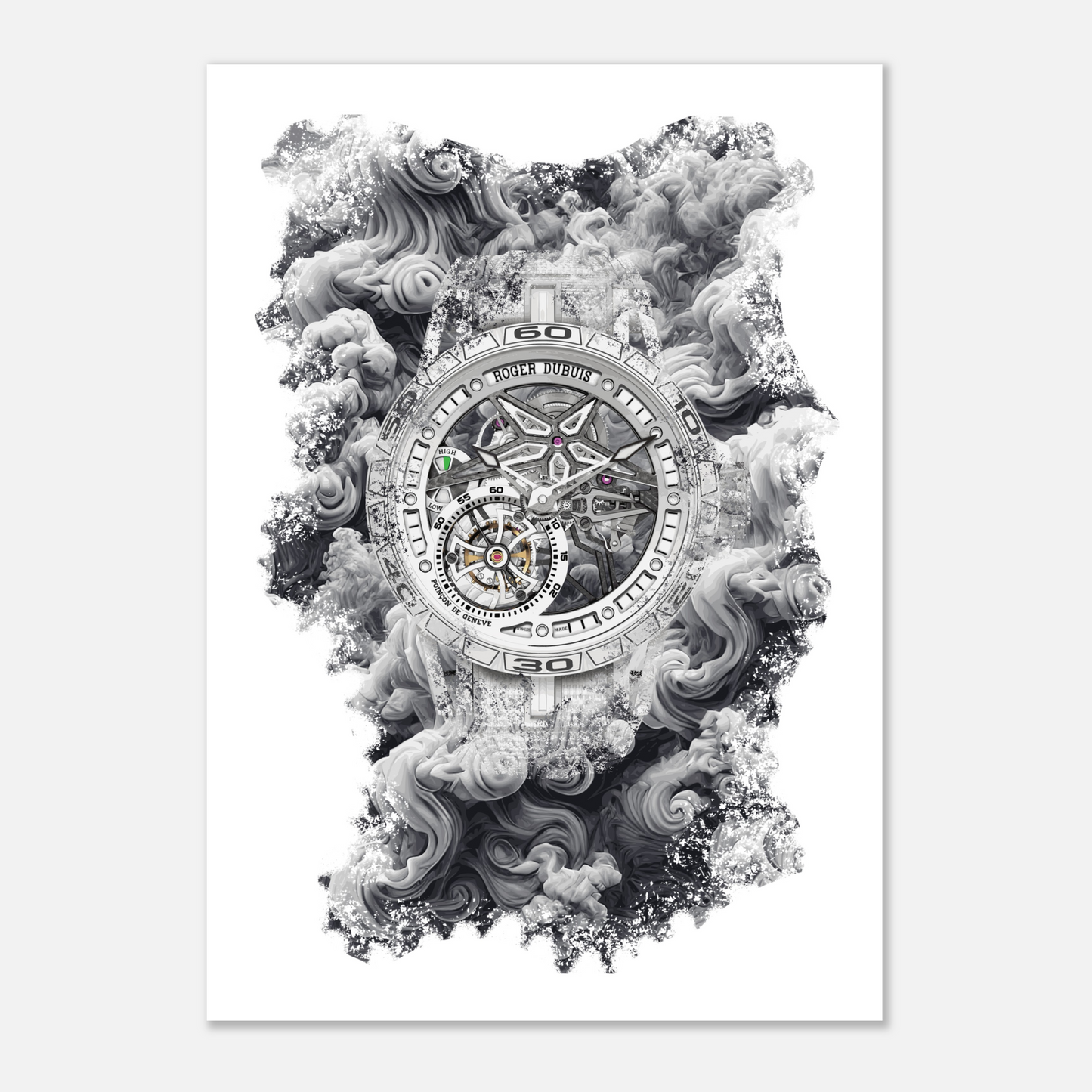 Excalibur Spider White Ceramic Composite Fiber Ref. RDDBEX0992 Watch Art Print Poster