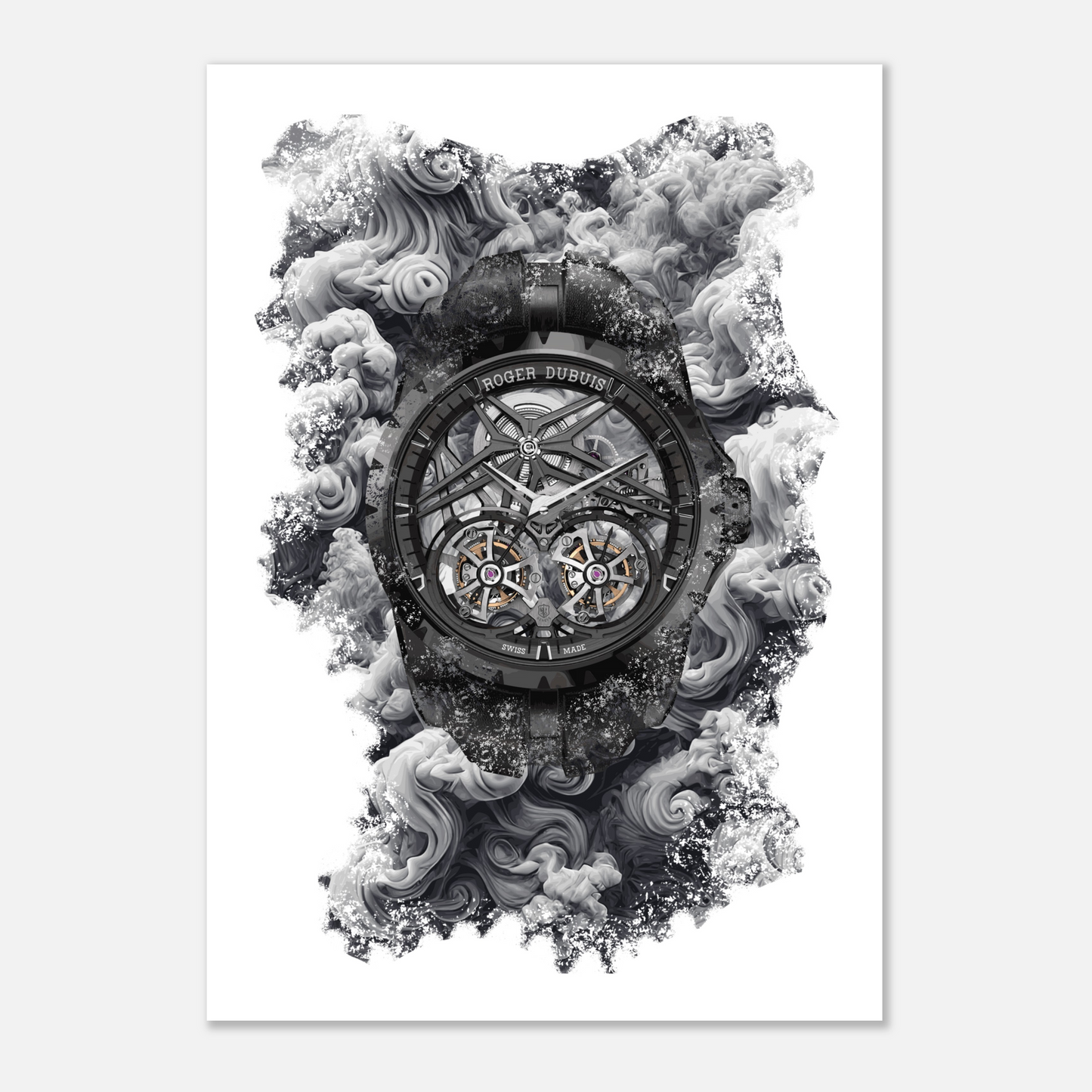 Excalibur Double Tourbillon Black Ceramic Ref. RDDBEX0820 Watch Art Print Poster