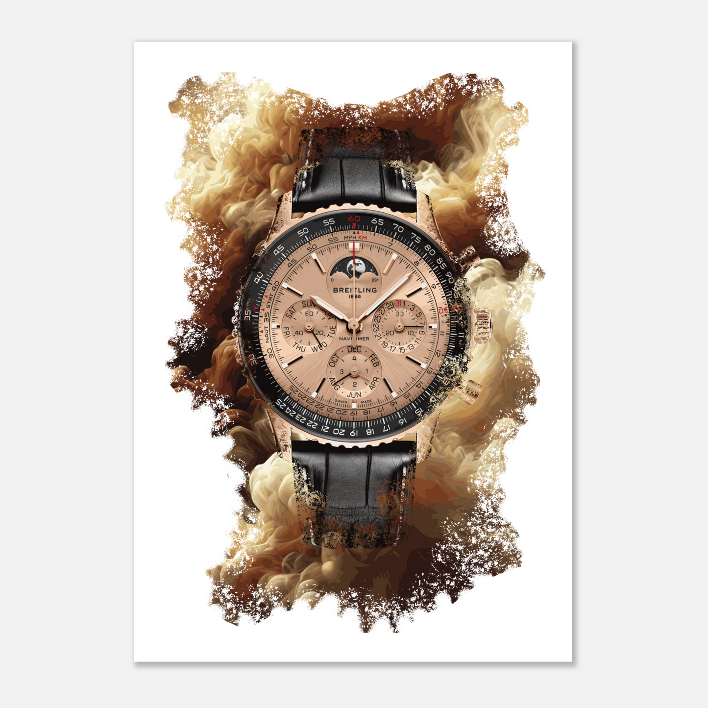 Navitimer B19 Chronograph 43 Perpetual Calendar 140th Anniversary Ref. RB19101A1H1P1 Watch Art Print Poster
