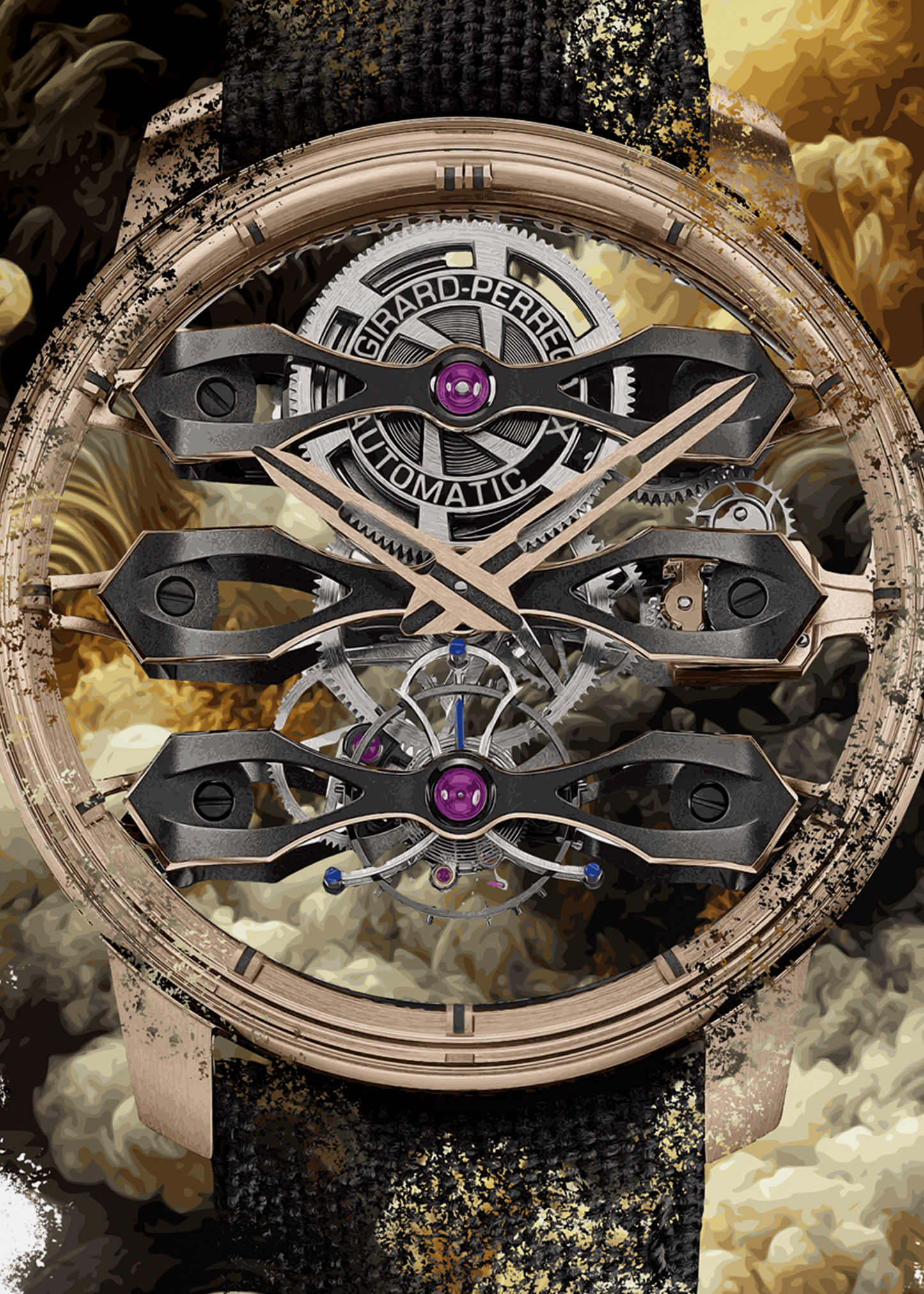 Tourbillon with Three Flying Bridges Ref. 99296-52-3434-5CC Watch Art Print Poster