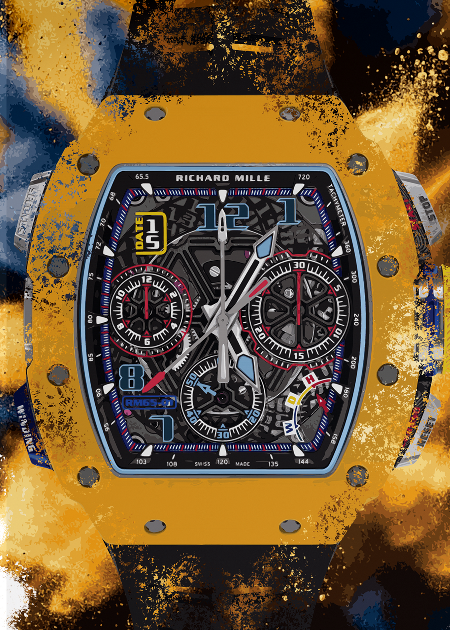 RM 65-01 Dark Yellow Quartz TPT Watch Art Print Poster