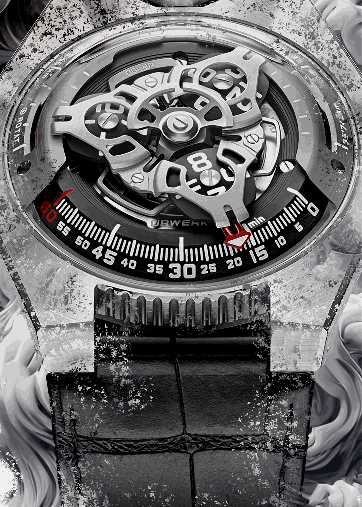 UR-100 SpaceTime Iron Watch Art Print Poster