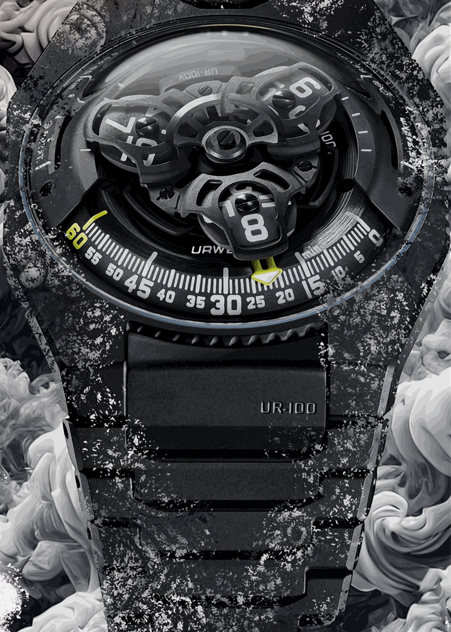 UR-100V Full Black Titanium Jacket Watch Art Print Poster
