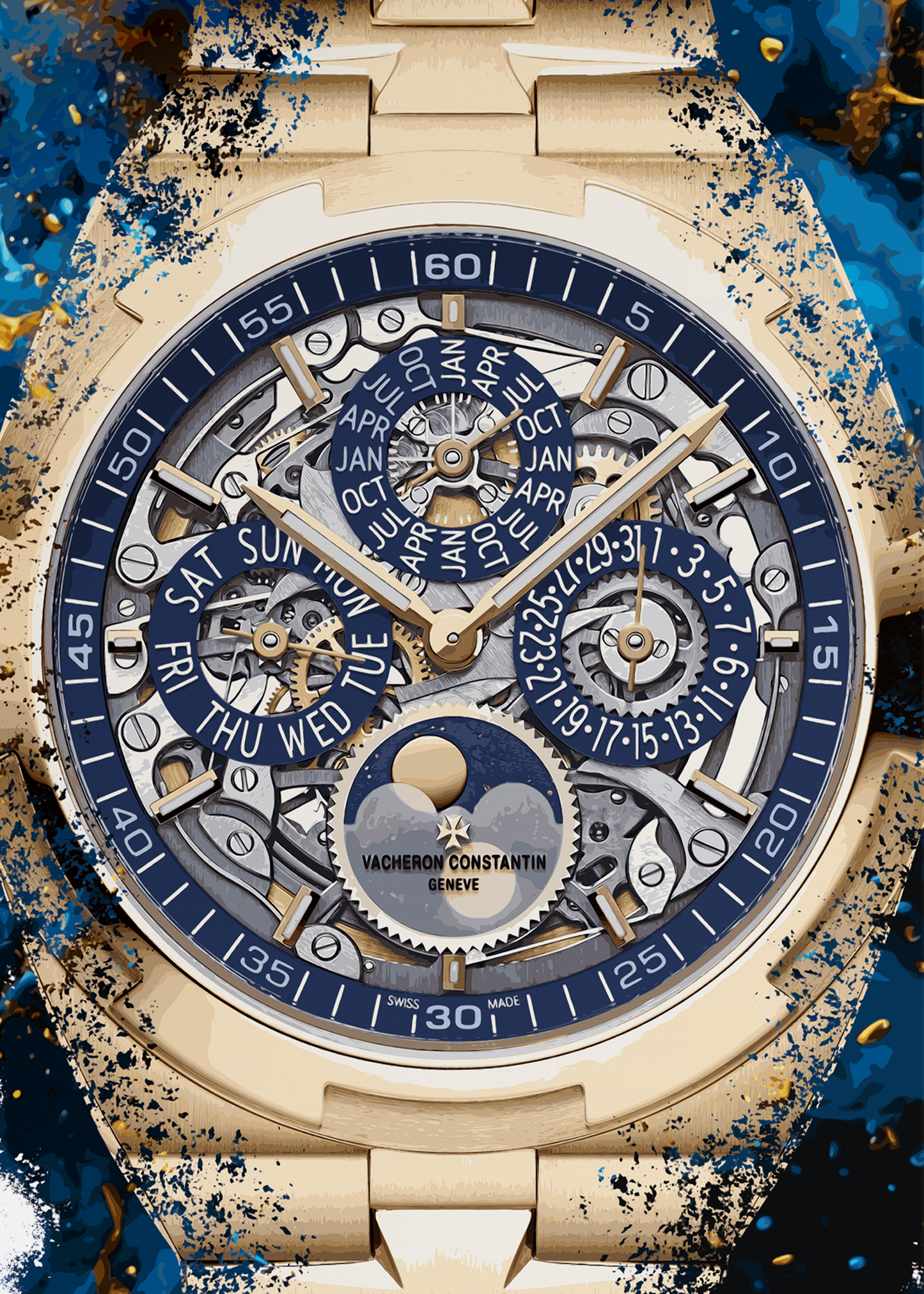 Overseas Perpetual Calendar Ultra-Thin Skeleton Ref. 4300V/120R-B642 Watch Art Print Poster