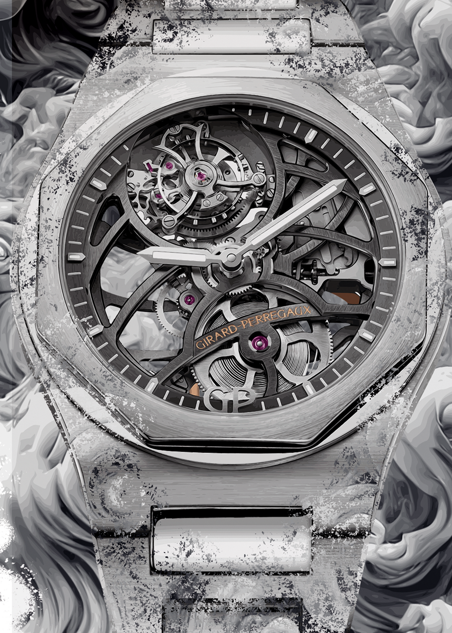 Laureato Flying Tourbillon Skeleton Ref. 99110-53-001-53A Watch Art Print Poster