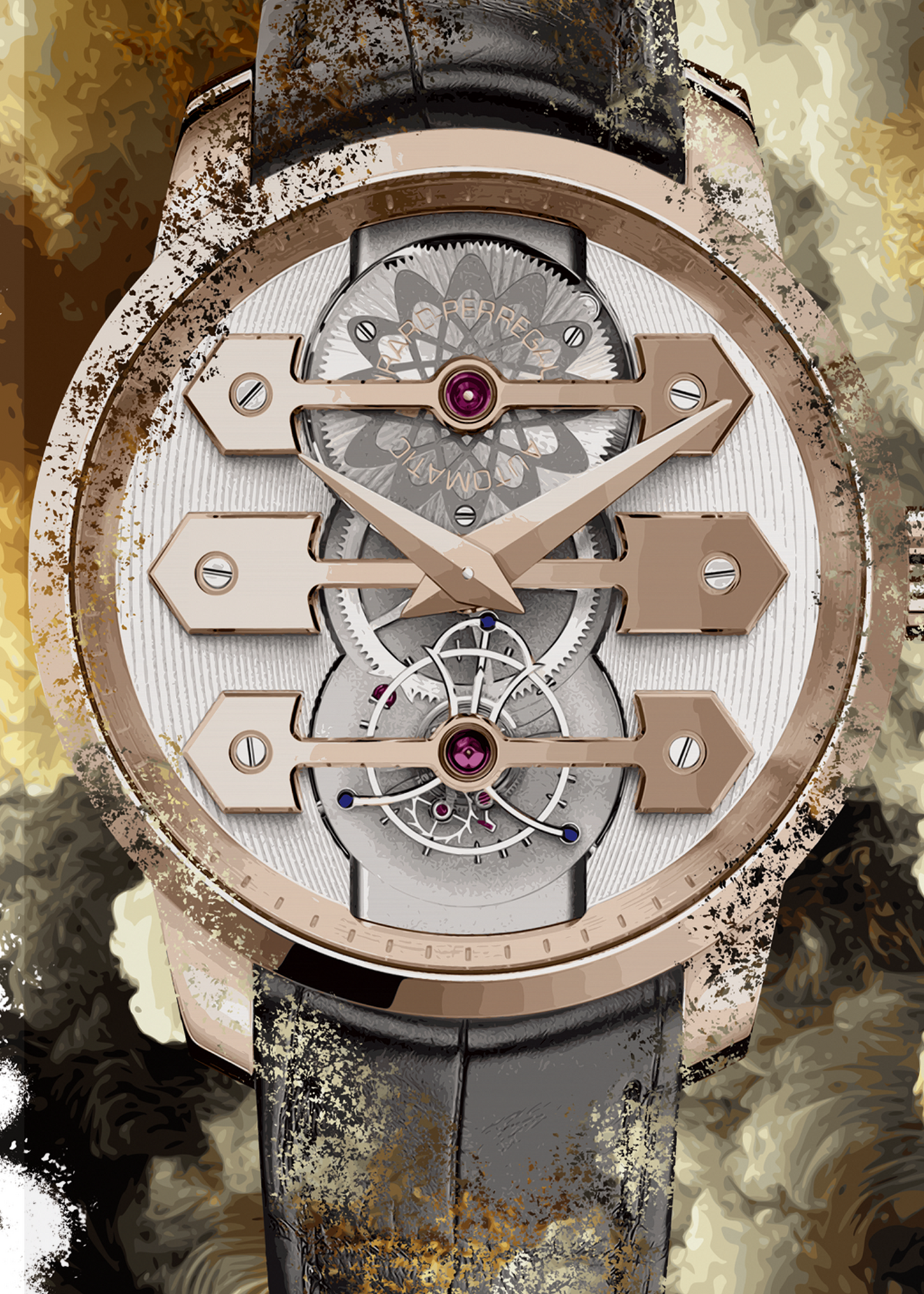 Bridges Tourbillon With Three Gold Bridges Ref. 99280-52-000-BA6E Watch Art Print Poster