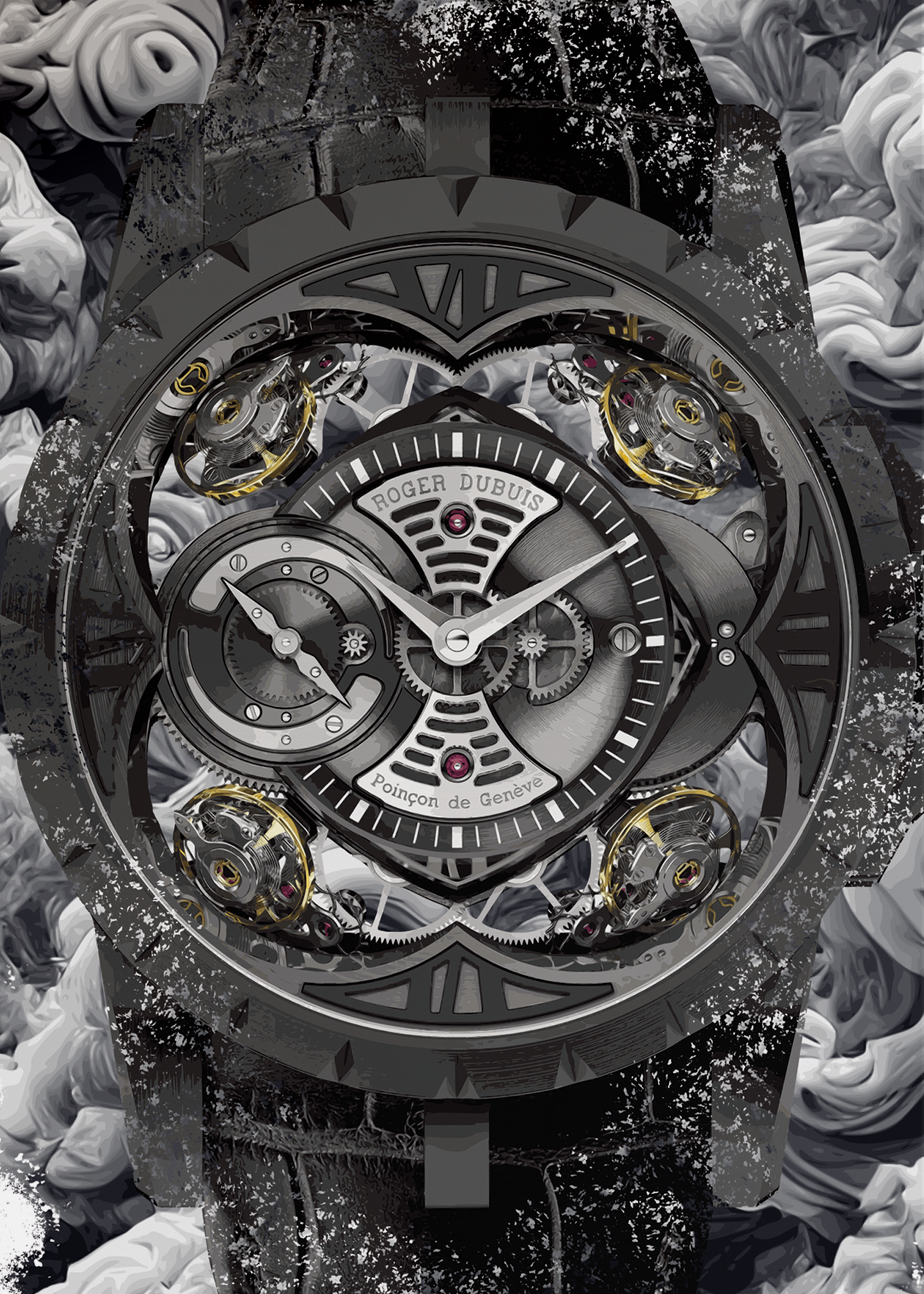 Quatuor Black DLC Titanium Ref. RDDBEX0425 Watch Art Print Poster