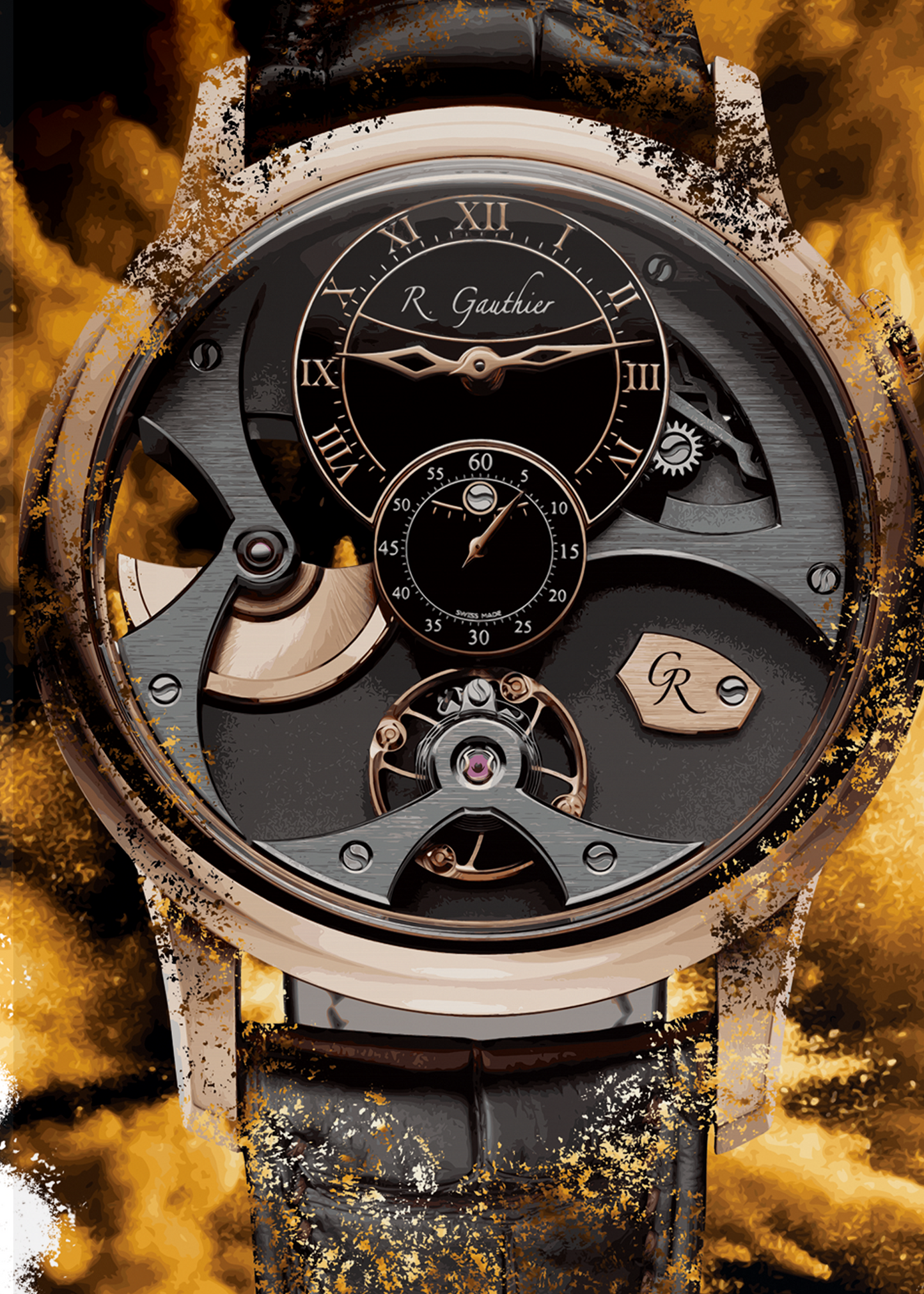 Insight Micro-rotor Red Gold Ref. MON00330 Watch Art Print Poster