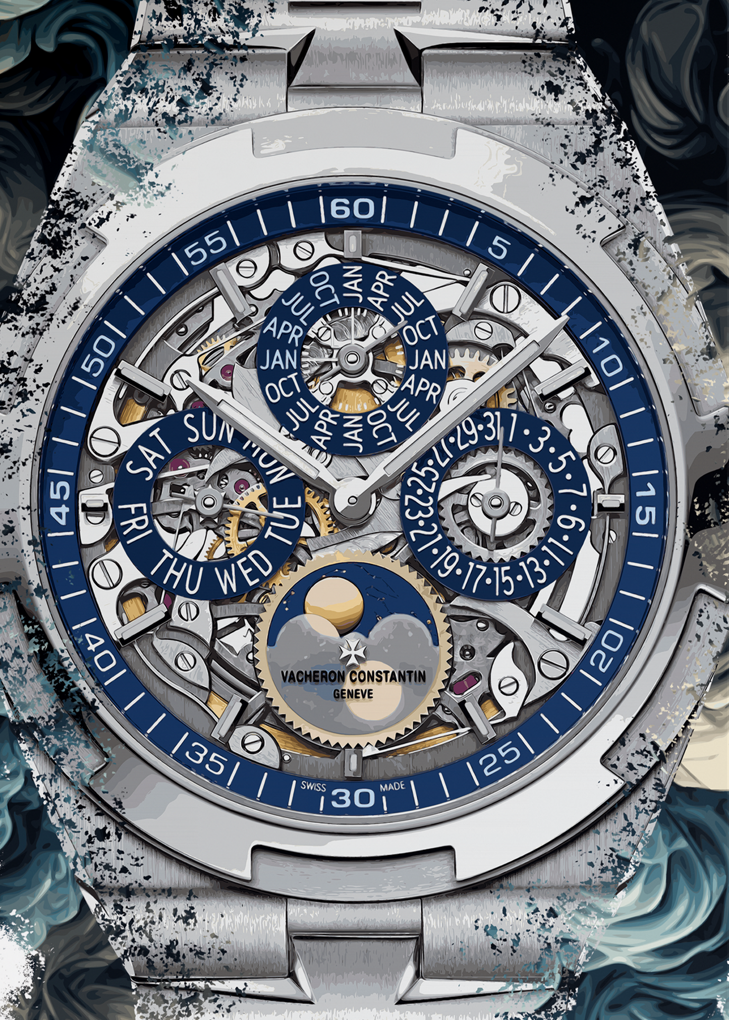 Overseas Perpetual Calendar Ultra-Thin Skeleton Ref. 4300V/120G-B946 Watch Art Print Poster