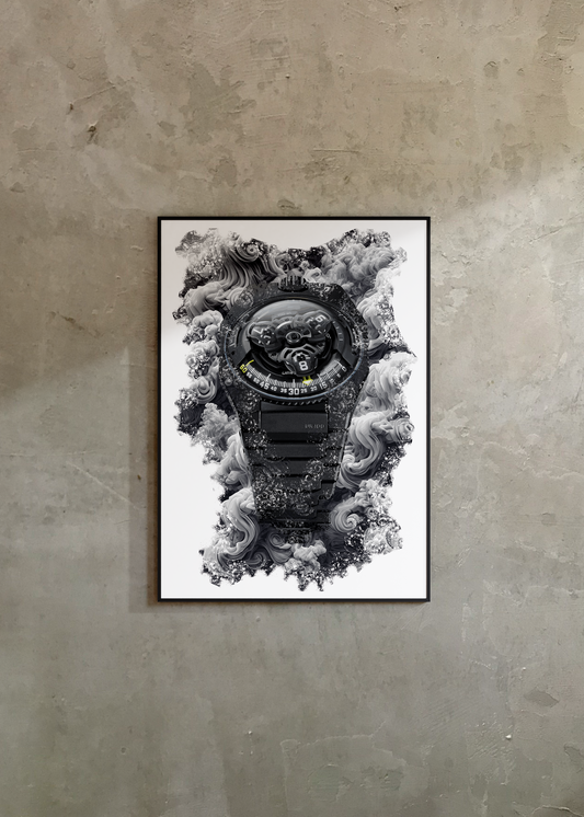 UR-100V Full Black Titanium Jacket Watch Art Print Poster