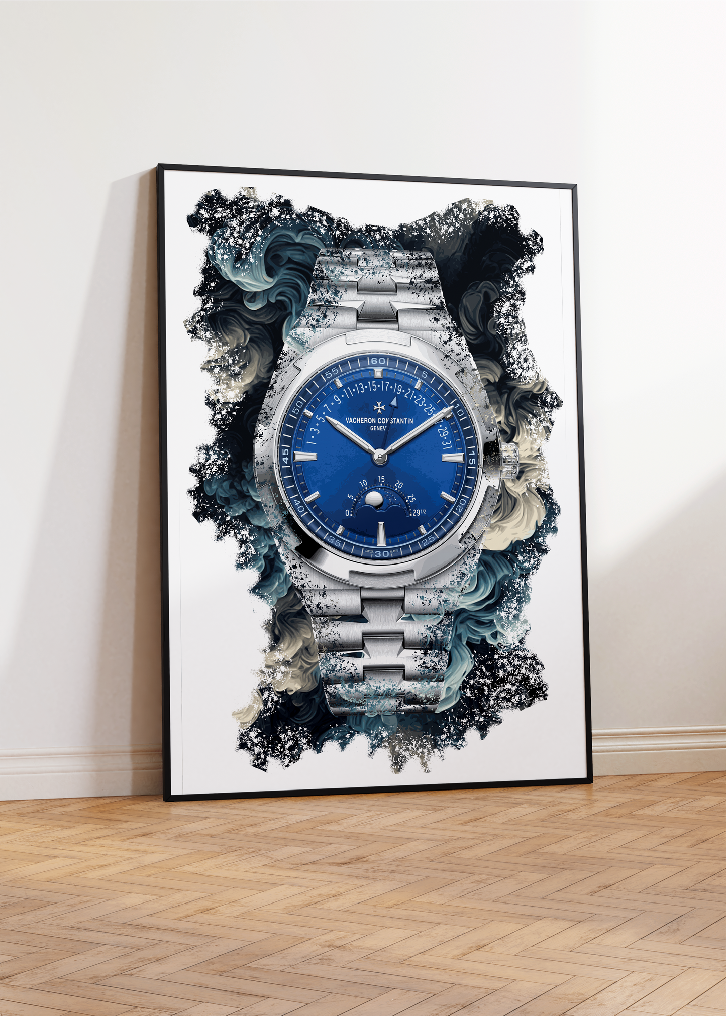 Overseas Moon Phase Retrograde Date Ref. 4000V/210A-B911 Watch Art Print Poster