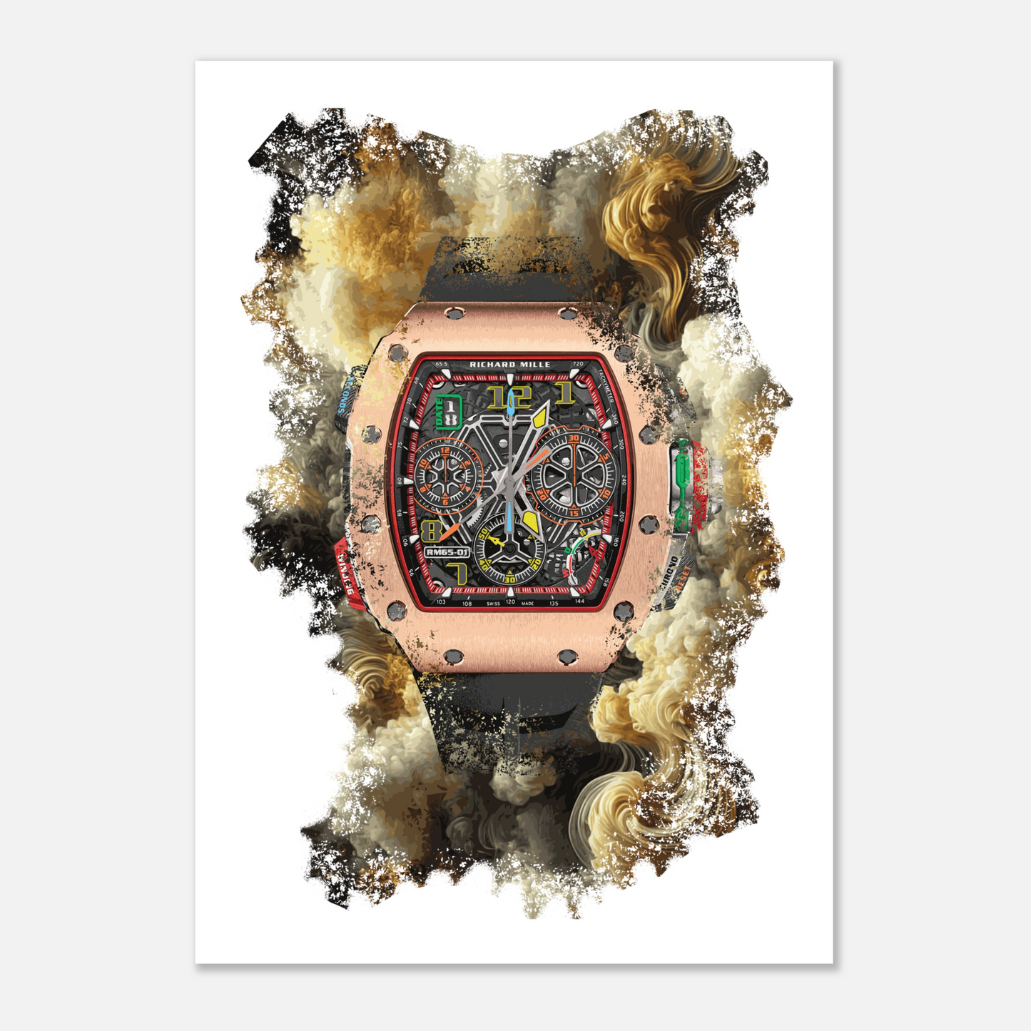 RM 65-01 Red Gold and Carbon TPT Watch Art Print Poster