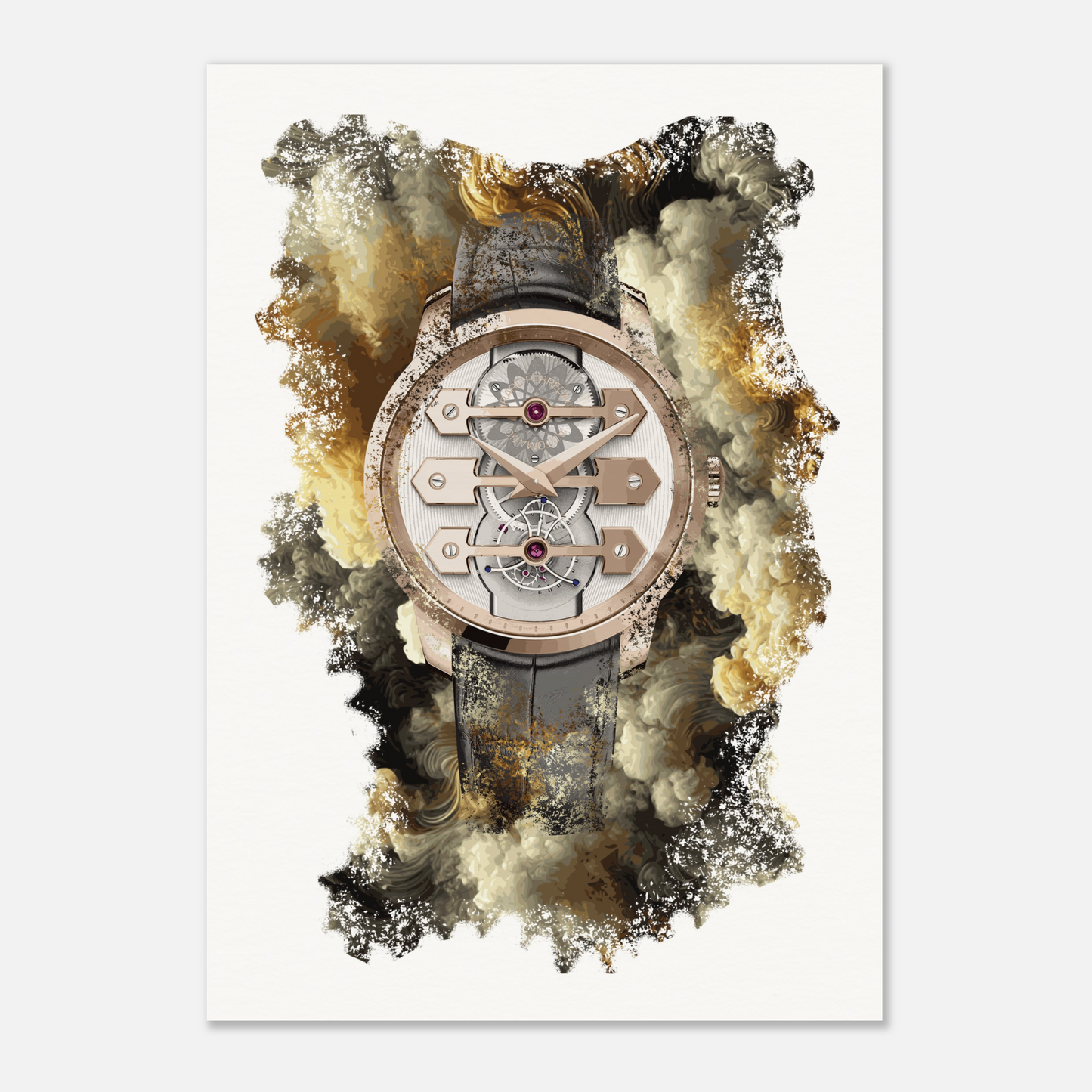 Bridges Tourbillon With Three Gold Bridges Ref. 99280-52-000-BA6E Watch Art Print Poster