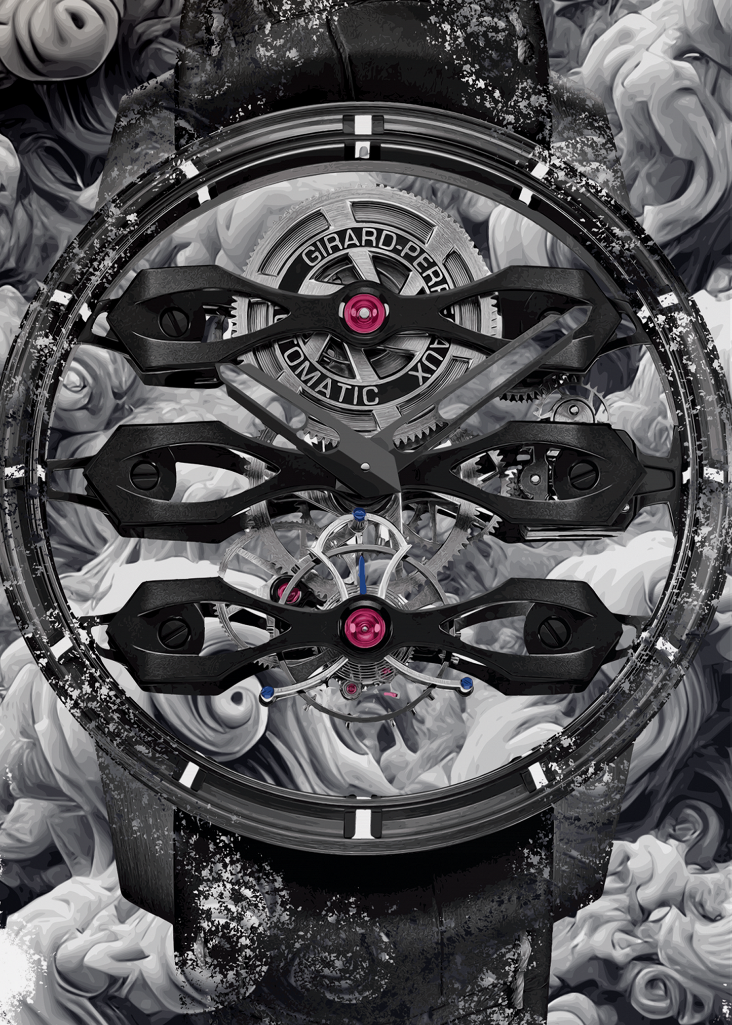 Tourbillon with Three Flying Bridges – Aston Martin Edition Ref. 99296-21-001-BA6A Watch Art Print Poster