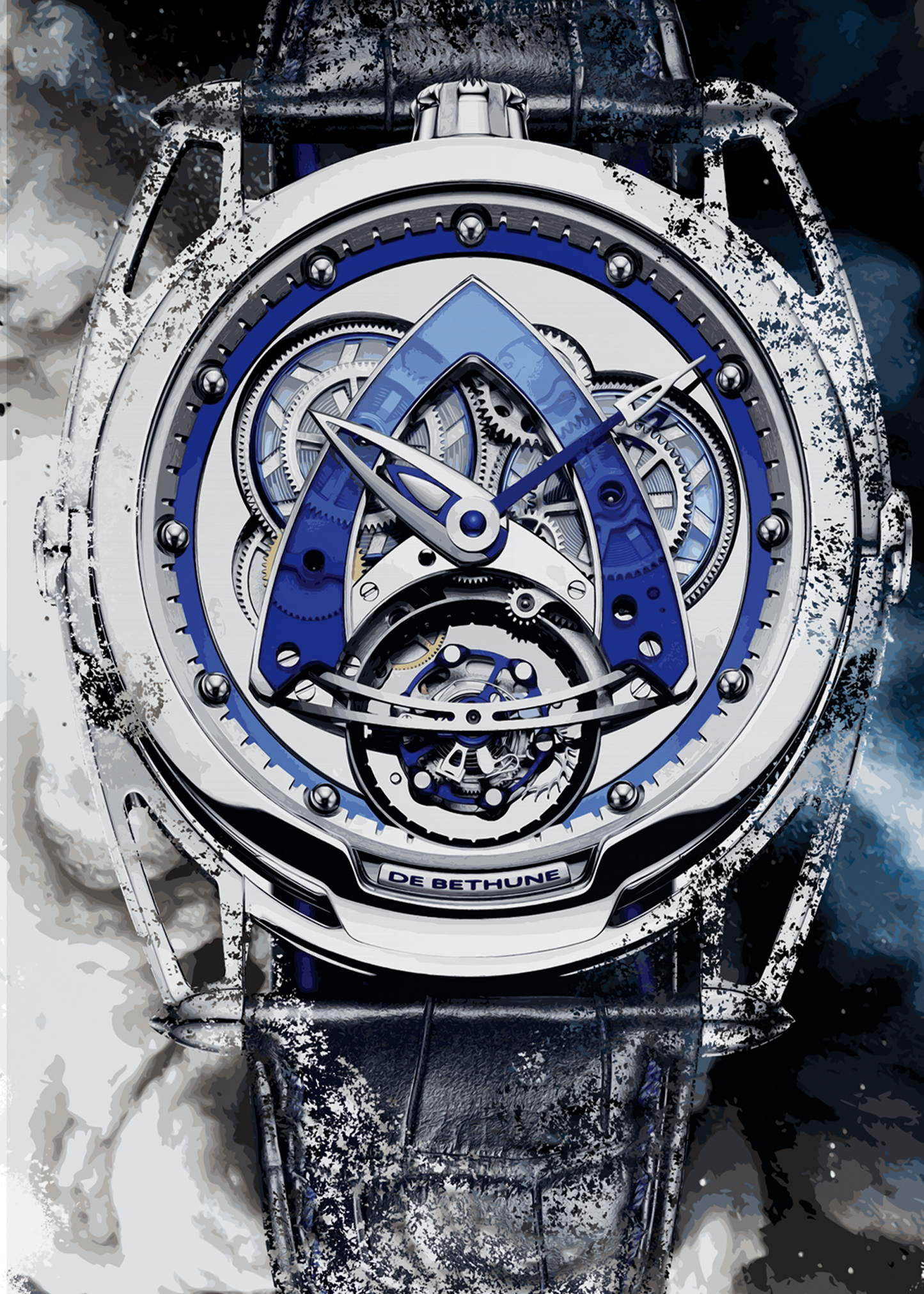 DB28 Steel Wheels Sapphire Tourbillon Ref. DB28SWTTIS1B Watch Art Print Poster