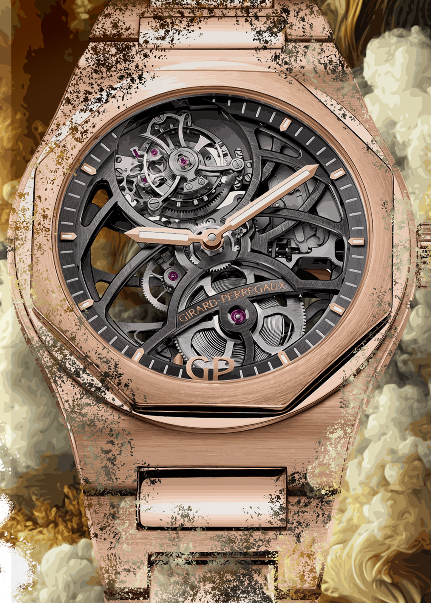 Laureato Flying Tourbillon Skeleton Ref. 99110-52-000-52A Watch Art Print Poster
