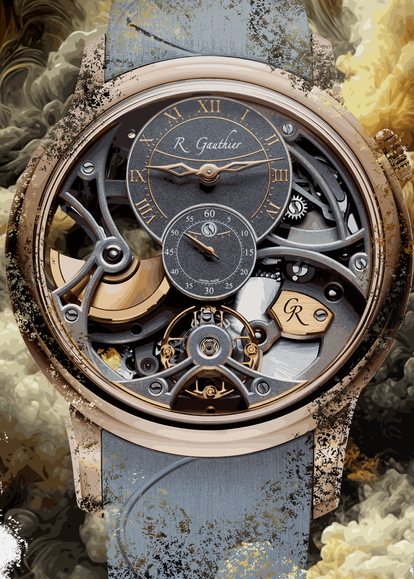 Insight Micro-rotor Squelette Red Gold Ref. MON00331 Watch Art Print Poster