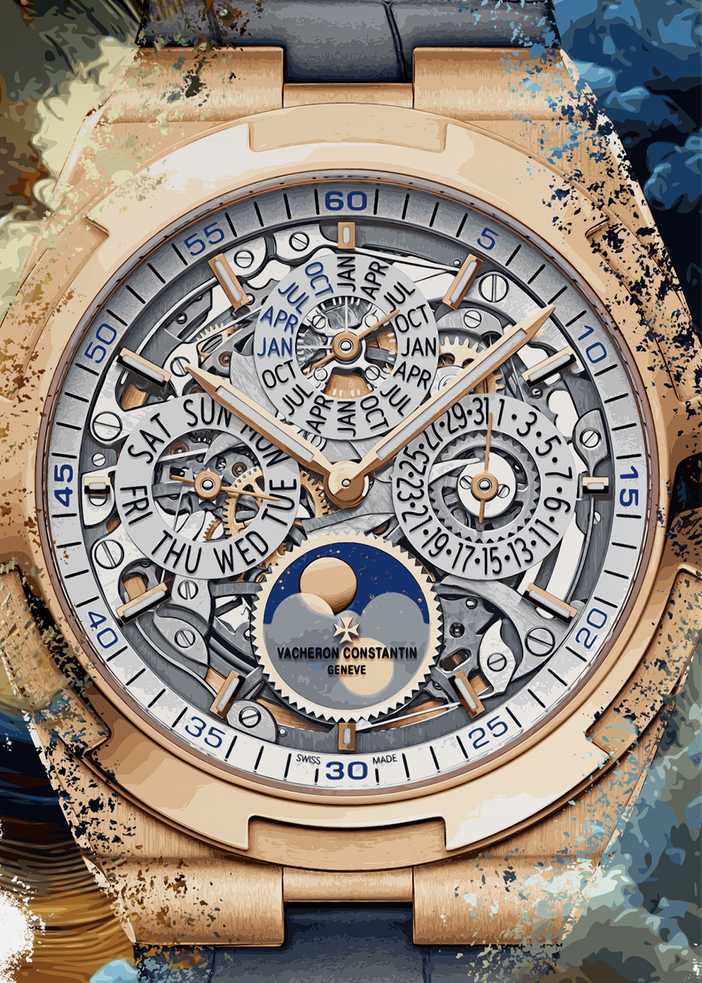 Overseas Perpetual Calendar Ultra-Thin Skeleton Ref. 4300V/120R-B547 Watch Art Print Poster