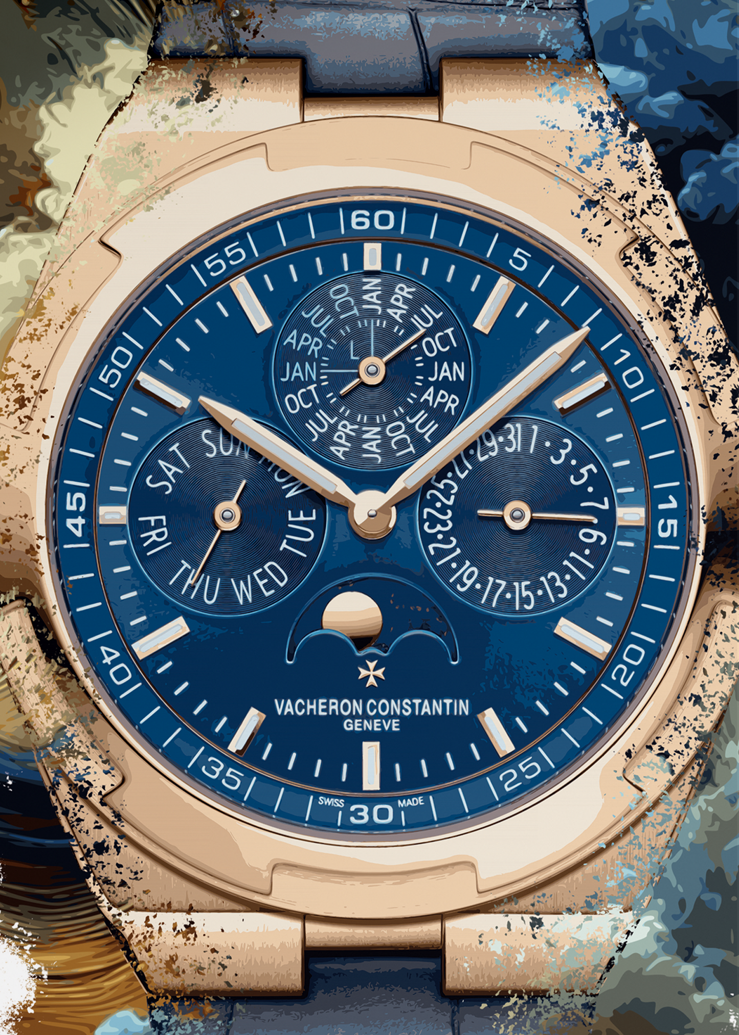 Overseas Perpetual Calendar Ultra-Thin Ref. 4300V/000R-B509 Watch Art Print Poster